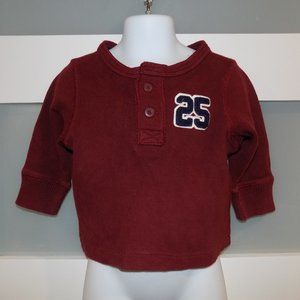 The Children's Place Maroon Henley Shirt Boys Size 6-9 months Boys EUC